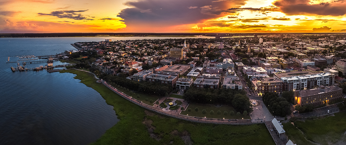 Charleston from the air; Blog: Best Places to Work Remotely in Charleston